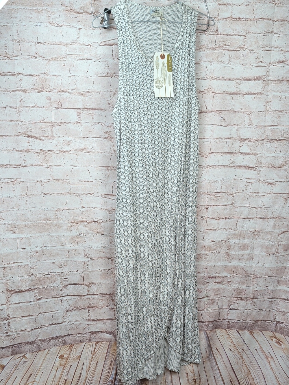 Plume And Thread Sleeveless Patterned Maxi Dress - Neutral Taupe Size 2 Nwt USA